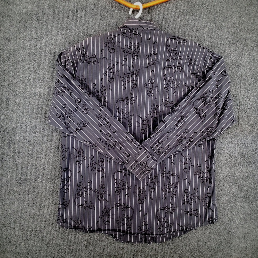 Wrangler Shirt Mens XXL Troubadour Collection George Strait Gray Striped Western - Picture 4 of 9